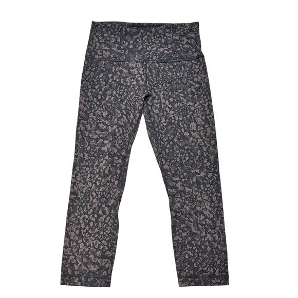 Lululemon Wunder Under Crop Wild Thing Camo Brown High Rise Full On Lux sz 8 - Picture 1 of 8